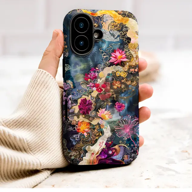 Ornate Floral Tapestry Abstract Botanical Art Design Phone Case Cover for iPhone 17 Pro Max 16 15 13 Samsung S26 S25 Pixel 9514