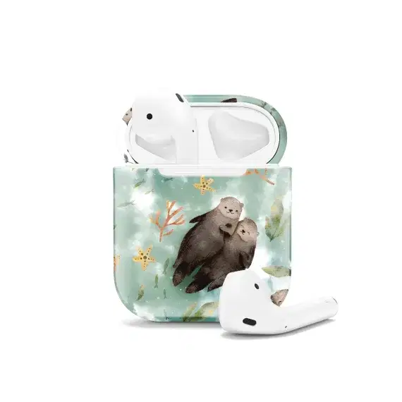 Otters pattern AirPods Case AirPods Pro AirPods Pro 2 AirPods 3 AirPods 2 Glossy 1374 - Image 1