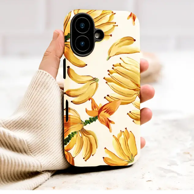 Painted Banana Blossom Art Tropical Fruit Illustration Phone Case Cover for iPhone 17 Pro Max 16 15 13 Samsung S26 S25 Pixel 9835