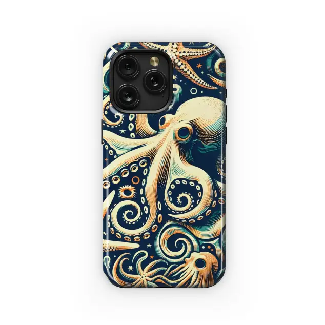 Painted Octopus and Starfish Phone Case iPhone Samsung Cover Pixel 3490