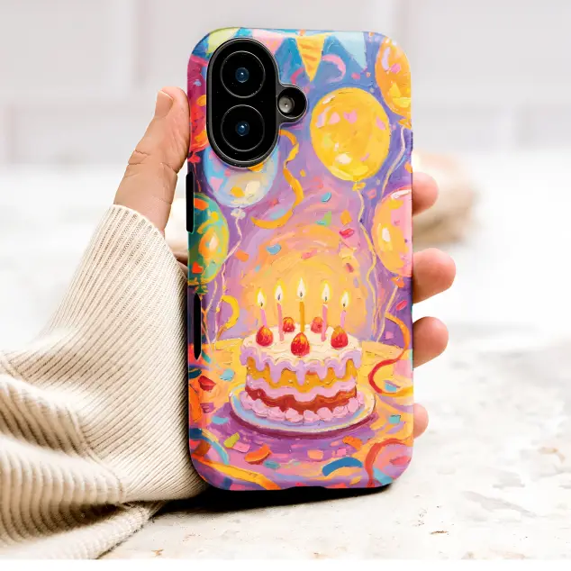 Painterly Birthday Cake Celebration Art Cover Phone Case Cover for iPhone 17 Pro Max 16 15 Plus 14 13 Mini Samsung S26 S25 Pixel 10 9 9570