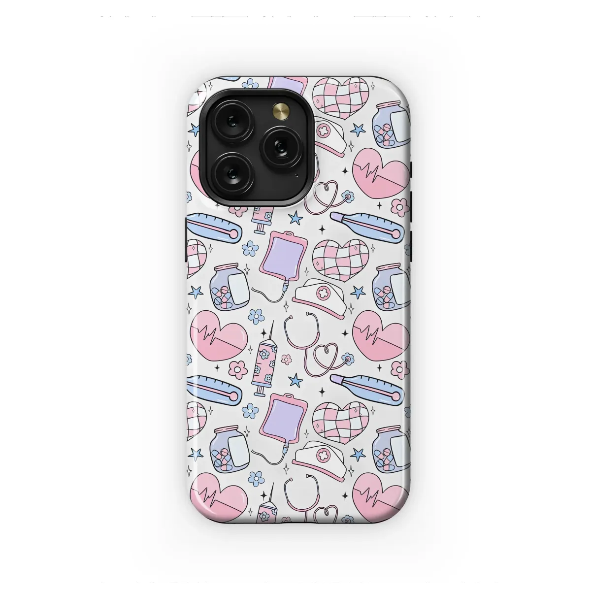 Pastel Healer Heart Doodle Art Phone Case iPhone Samsung Cover Pixel 7142 - Image 1