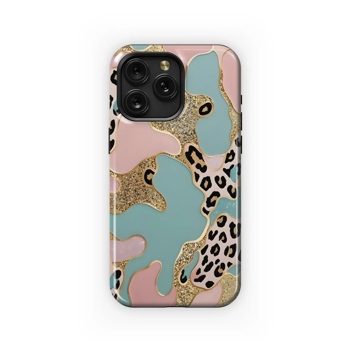 Pastel Leopard Sparkle Glam Design Phone Case iPhone Samsung Cover Pixel 5764 - Image 1