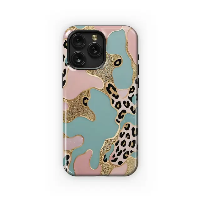 Pastel Leopard Sparkle Glam Design Phone Case iPhone Samsung Cover Pixel 5764