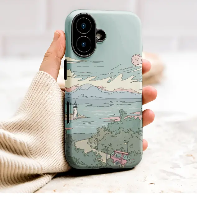 Pastel Lighthouse Landscape Japanese Illustration Phone Case Cover for iPhone 17 Pro Max 16 15 13 Samsung S25 S24 Pixel 8993