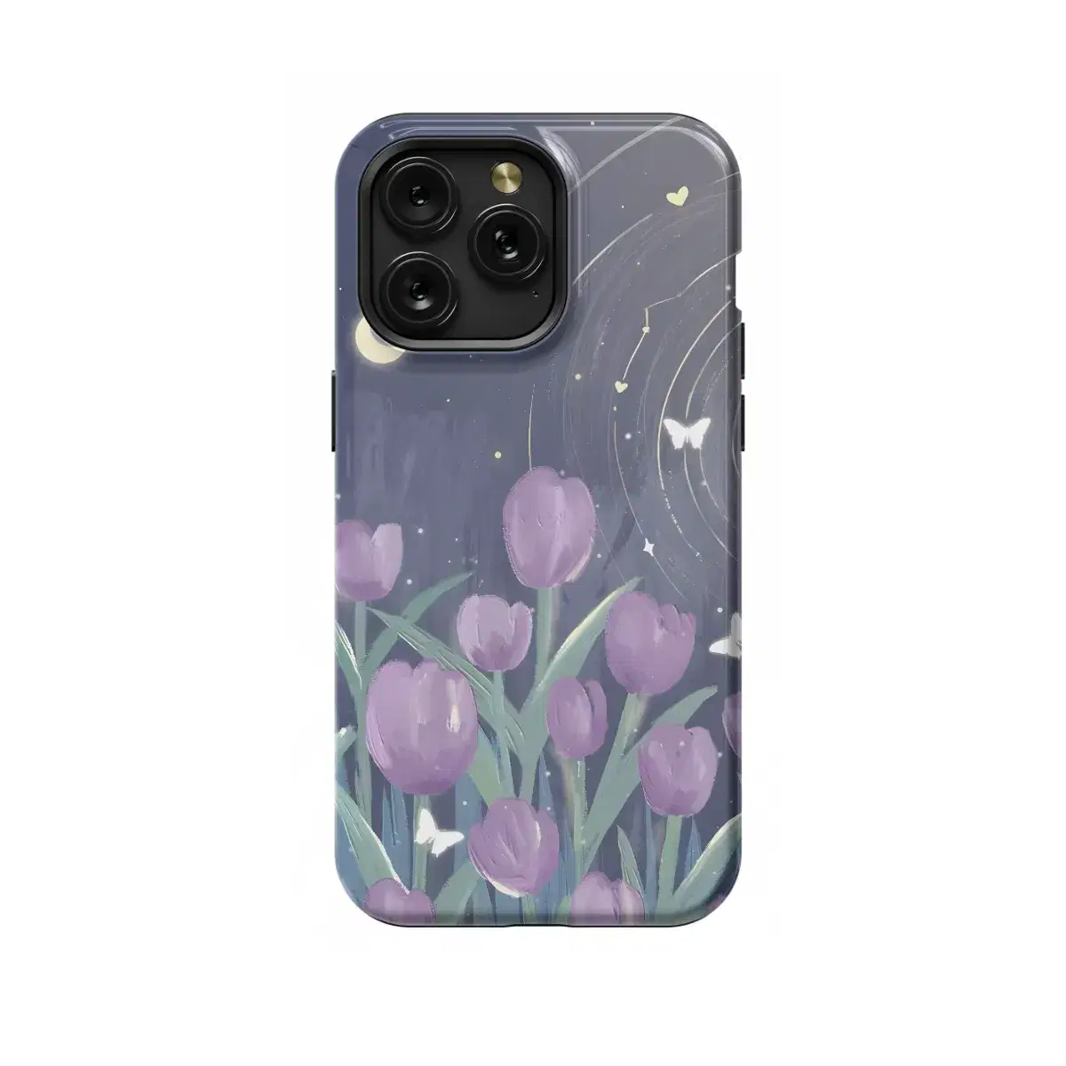 Pastel Tulip Night Butterfly Drawing Celestial Phone Case iPhone Samsung Pixel & More 554 - Image 1