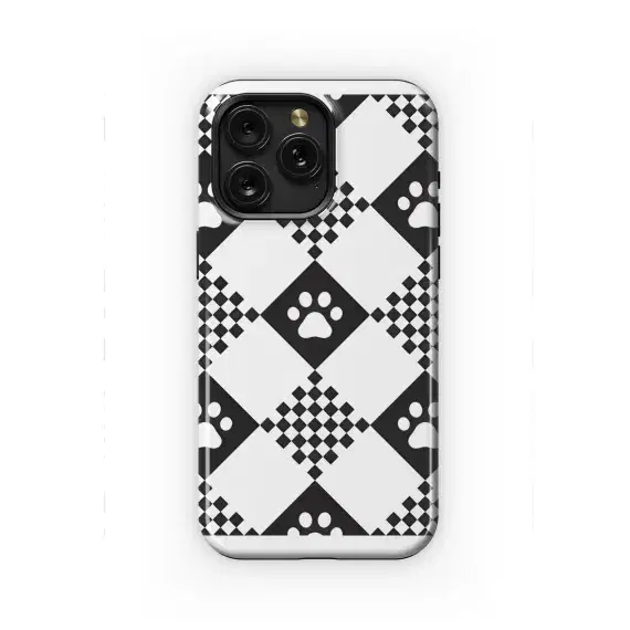 Paw Print Tartan Plaid Seamless Pattern Phone Case iPhone Samsung Cover Pixel 2182 - Image 1