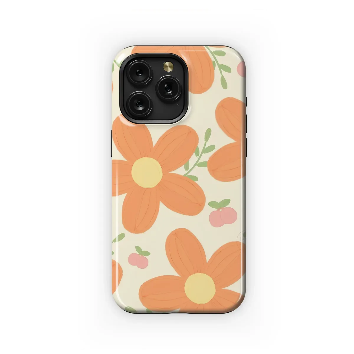 Peachy Orange Flower Dream Pattern Phone Case iPhone Samsung Cover Pixel 7302 - Image 1