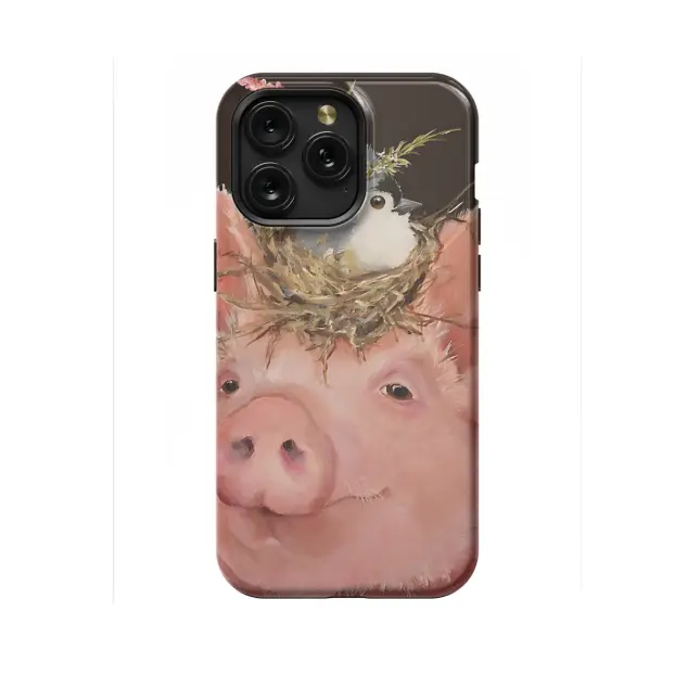 Pig with Bird Nest Phone Case iPhone Samsung Pixel & More 270