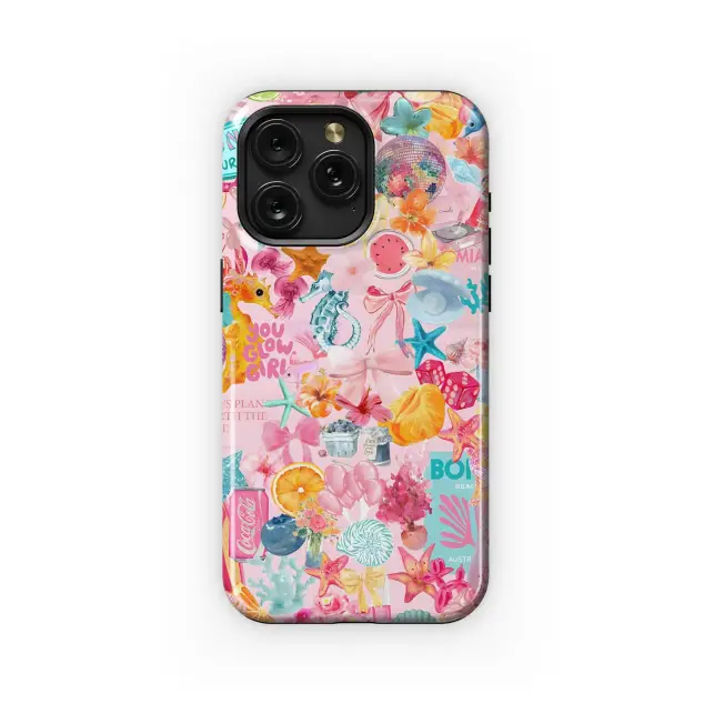 Pink Beach Summer Collage Phone Case iPhone Samsung Cover Pixel 5042