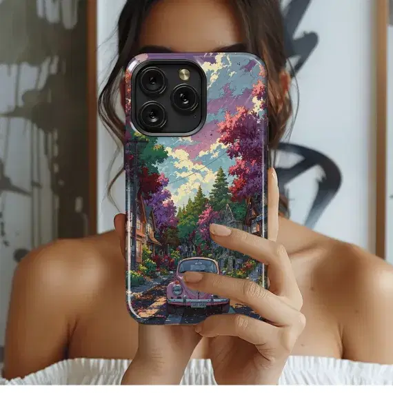 Pink Beetle, Dreamy Street
 Phone Case iPhone Samsung Cover Pixel 4406 - Image 1