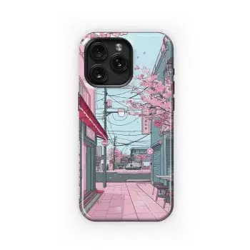 Pink Blossom Street
 Phone Case iPhone Samsung Cover Pixel 4551 - Image 1