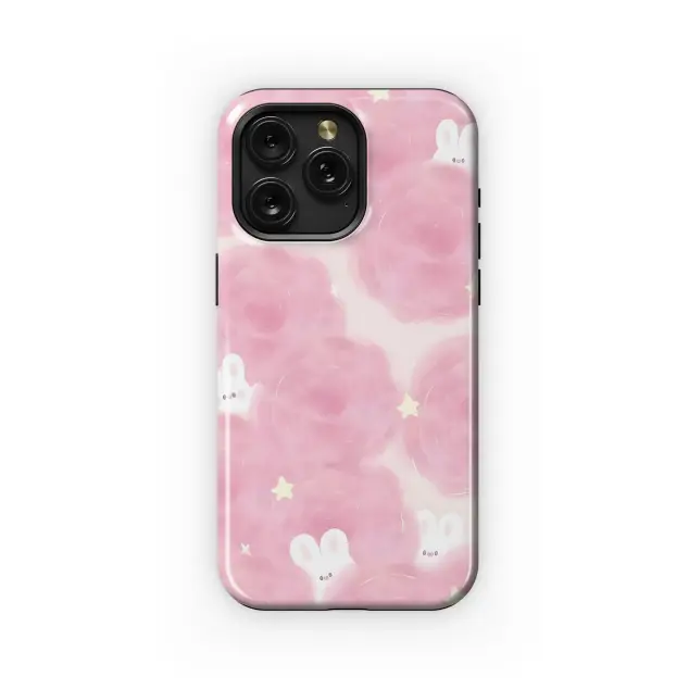 Pink Bunny Clouds Phone Case iPhone Samsung Cover Pixel 4713