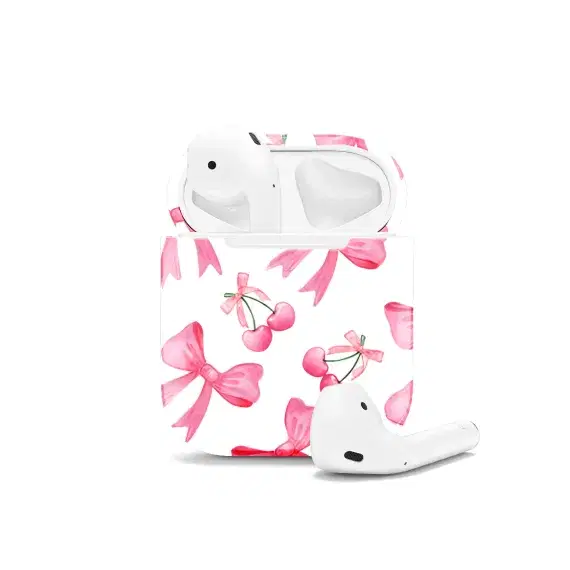 Pink Cherry Coquette Bow AirPods Case AirPods Pro AirPods Pro 2 AirPods 3 AirPods 2 Glossy 1572 - Image 1