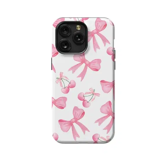 Pink Cherry Coquette Bow Phone Case iPhone Samsung Cover Pixel 1008 - Image 1