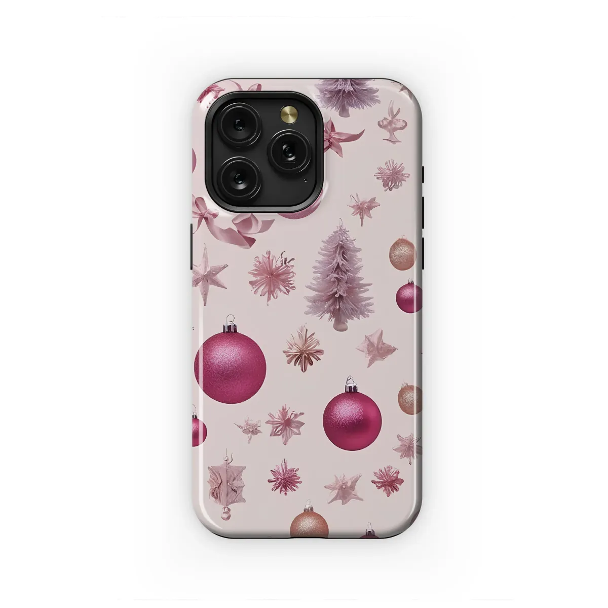 Pink Christmas Ornaments Festive Holiday Pattern Phone Case Cover for iPhone 17 Pro Max 16 15 13 Samsung S25 S24 Pixel 8592 - Image 1