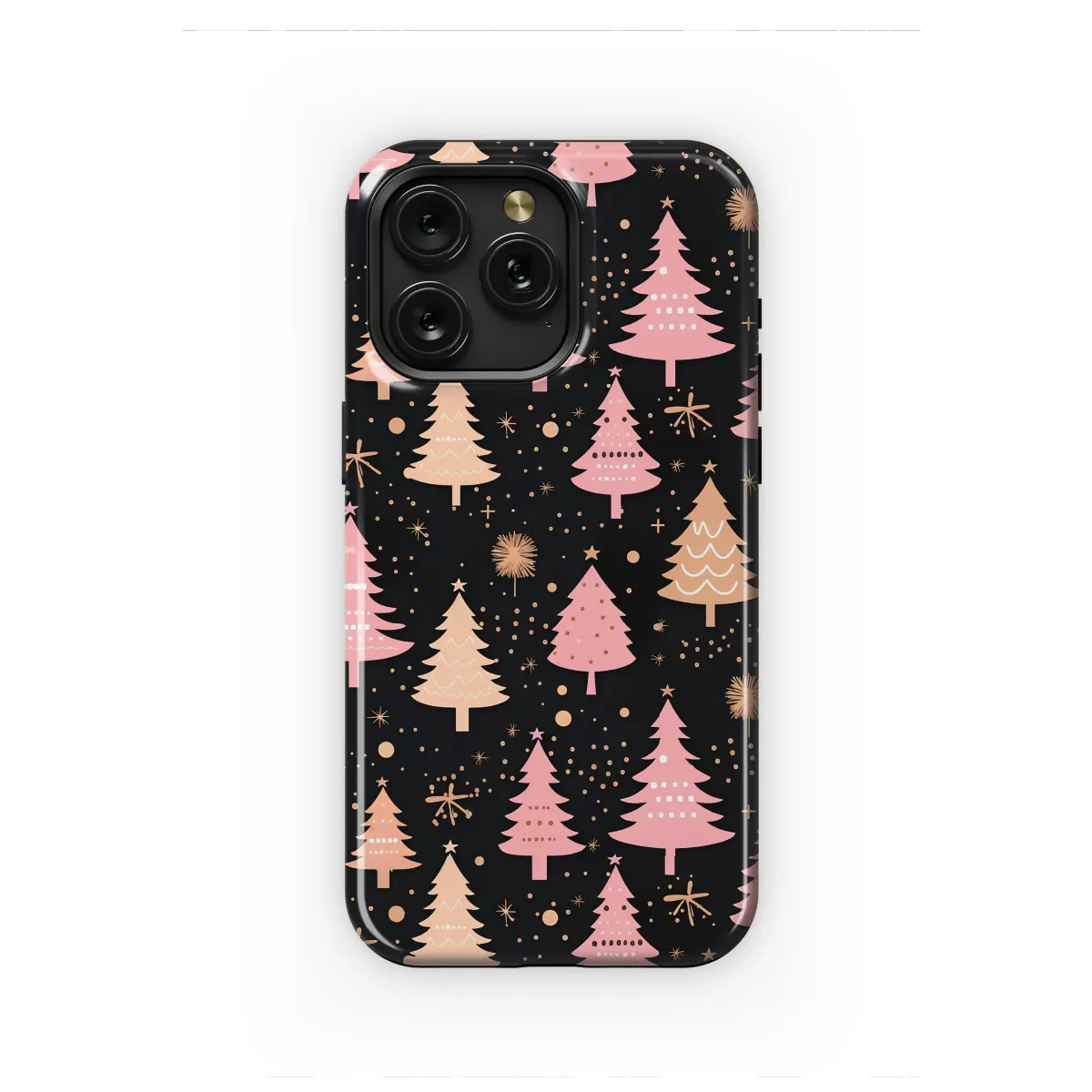 Pink Christmas Tree Pattern Whimsical Holiday Forest Design Phone Case Cover for iPhone 17 Pro Max 16 15 13 Samsung S25 S24 Pixel 8528 - Image 1