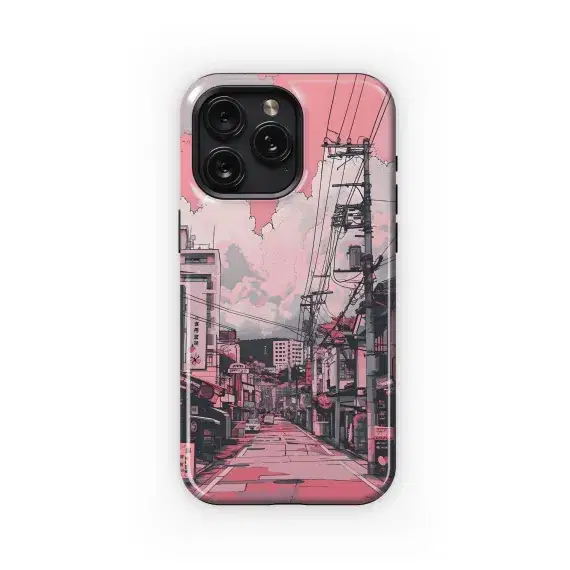 Pink Cityscape Street
 Phone Case iPhone Samsung Cover Pixel 4493 - Image 1