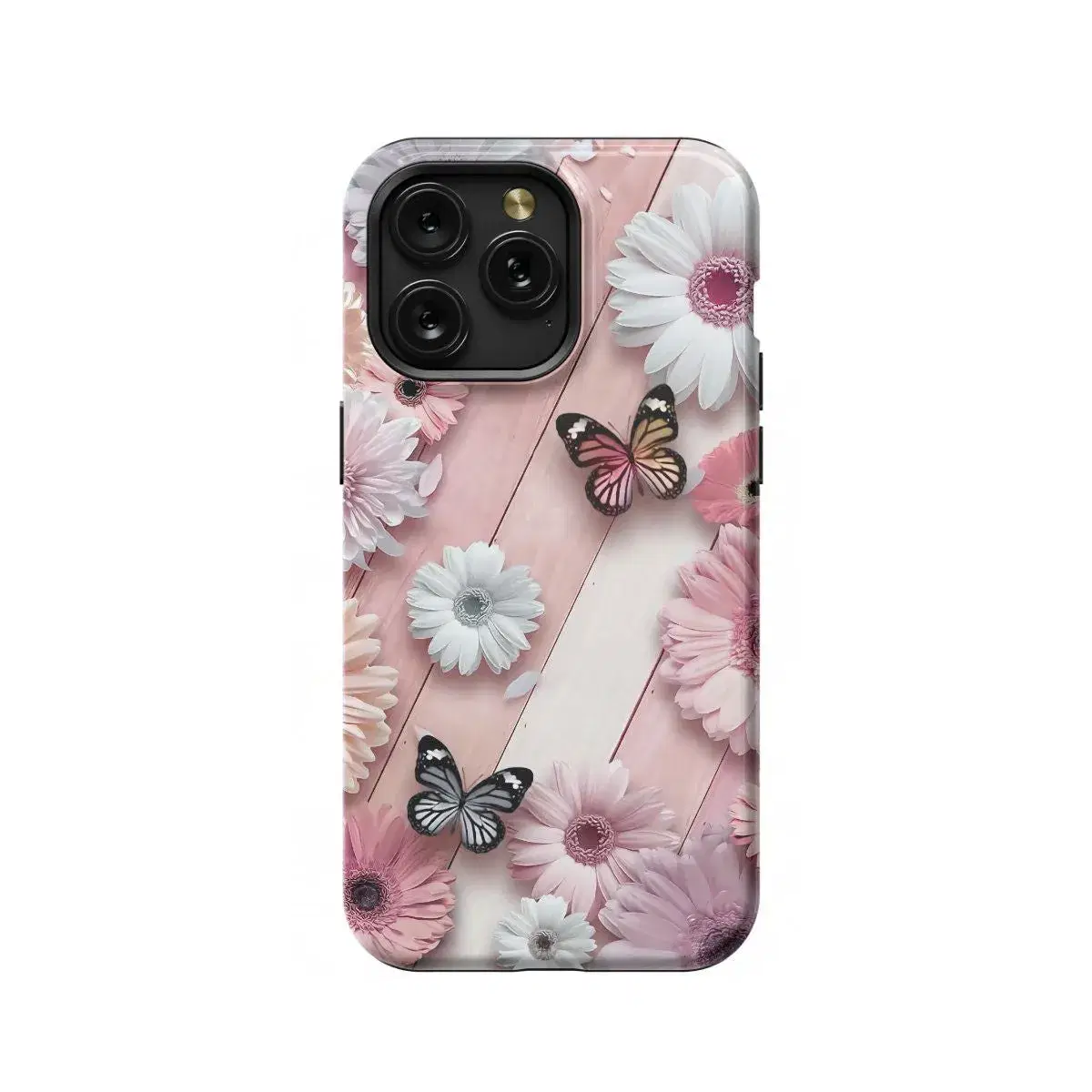 Pink Daisy Butterfly Phone Case iPhone Samsung Pixel & More - Image 1