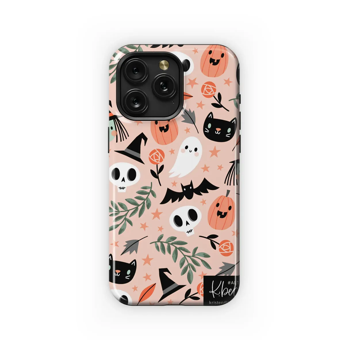 Pink Halloween Spooky Friends Art Phone Case iPhone Samsung Cover Pixel 7454 - Image 1