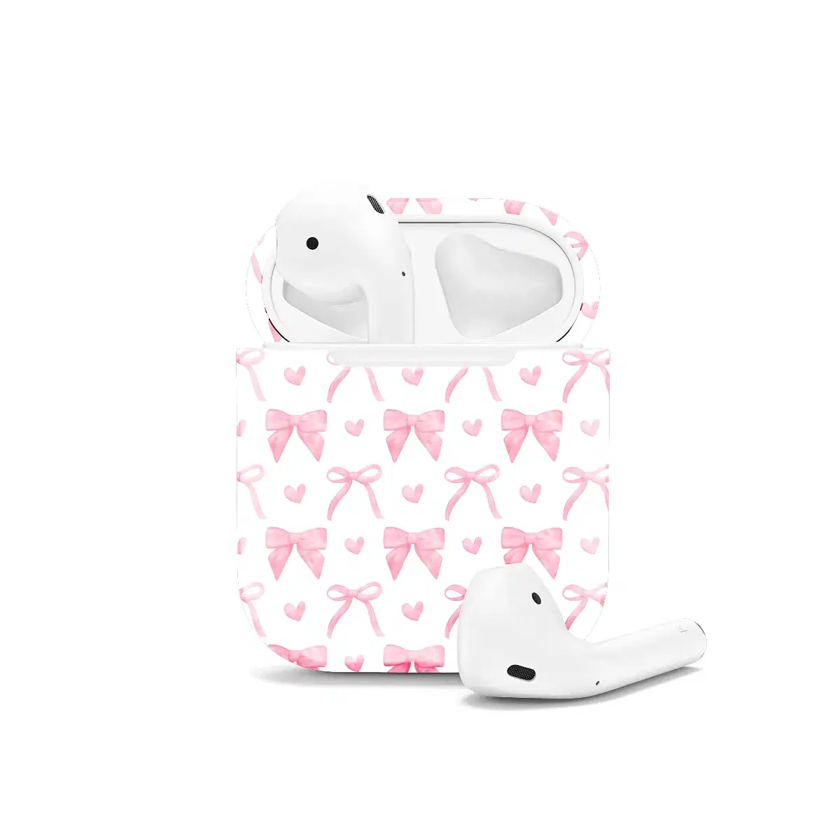 Pink Heart Aesthetic Coquette Bow AirPods Case AirPods Pro AirPods Pro 2 AirPods 3 AirPods 2 Glossy 1012 - Image 1