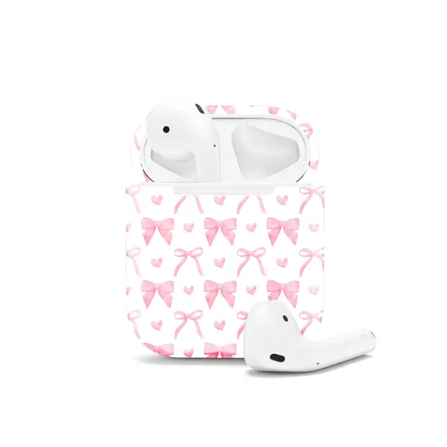Pink Heart Aesthetic Coquette Bow AirPods Case AirPods Pro AirPods Pro 2 AirPods 3 AirPods 2 Glossy 1012