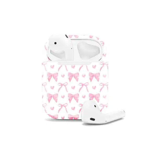 Pink Heart Aesthetic Coquette Bow AirPods Case AirPods Pro AirPods Pro 2 AirPods 3 AirPods 2 Glossy 1576 - Image 1