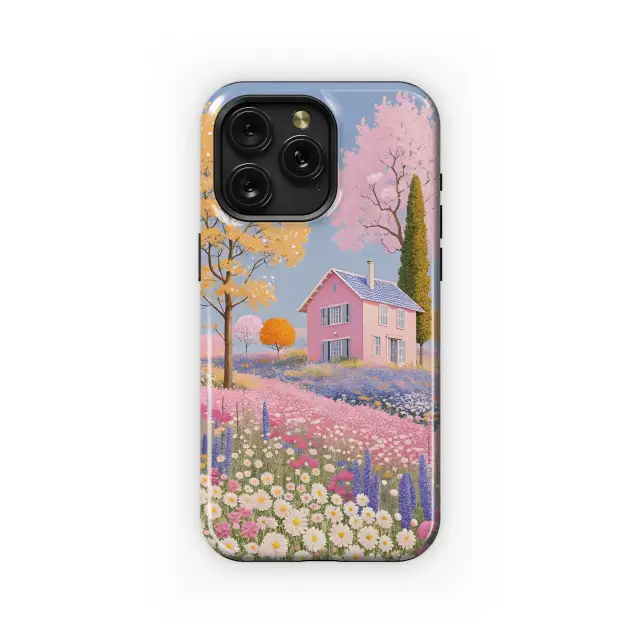 Pink House in Bloom Field Phone Case iPhone Samsung Cover Pixel 4930