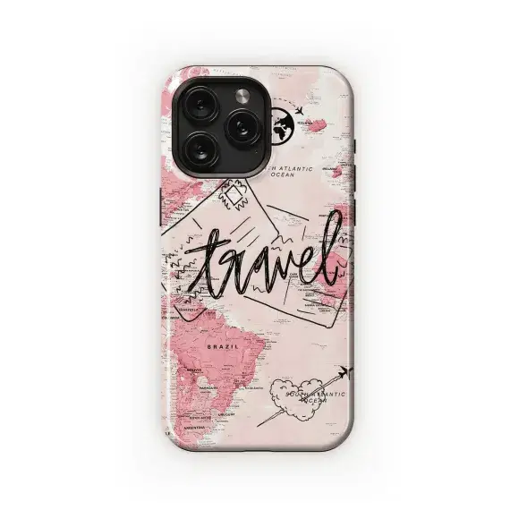 Pink World Travel Map
 Phone Case iPhone Samsung Cover Pixel 4465 - Image 1