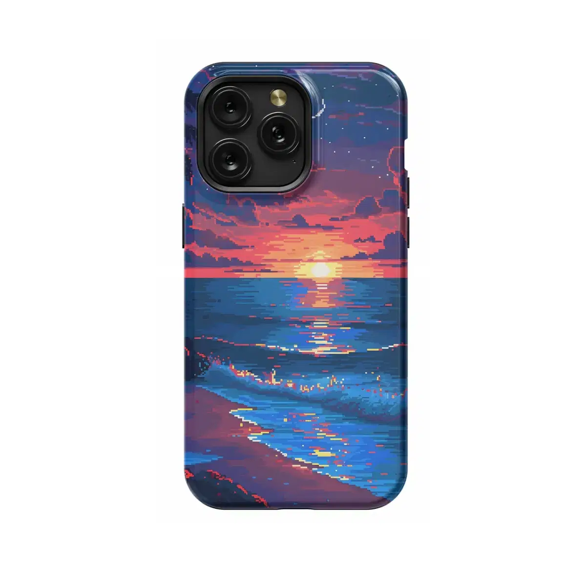 Pixel Art Beach Lovely Sunset Phone Case iPhone Samsung Cover Pixel 1656 - Image 1