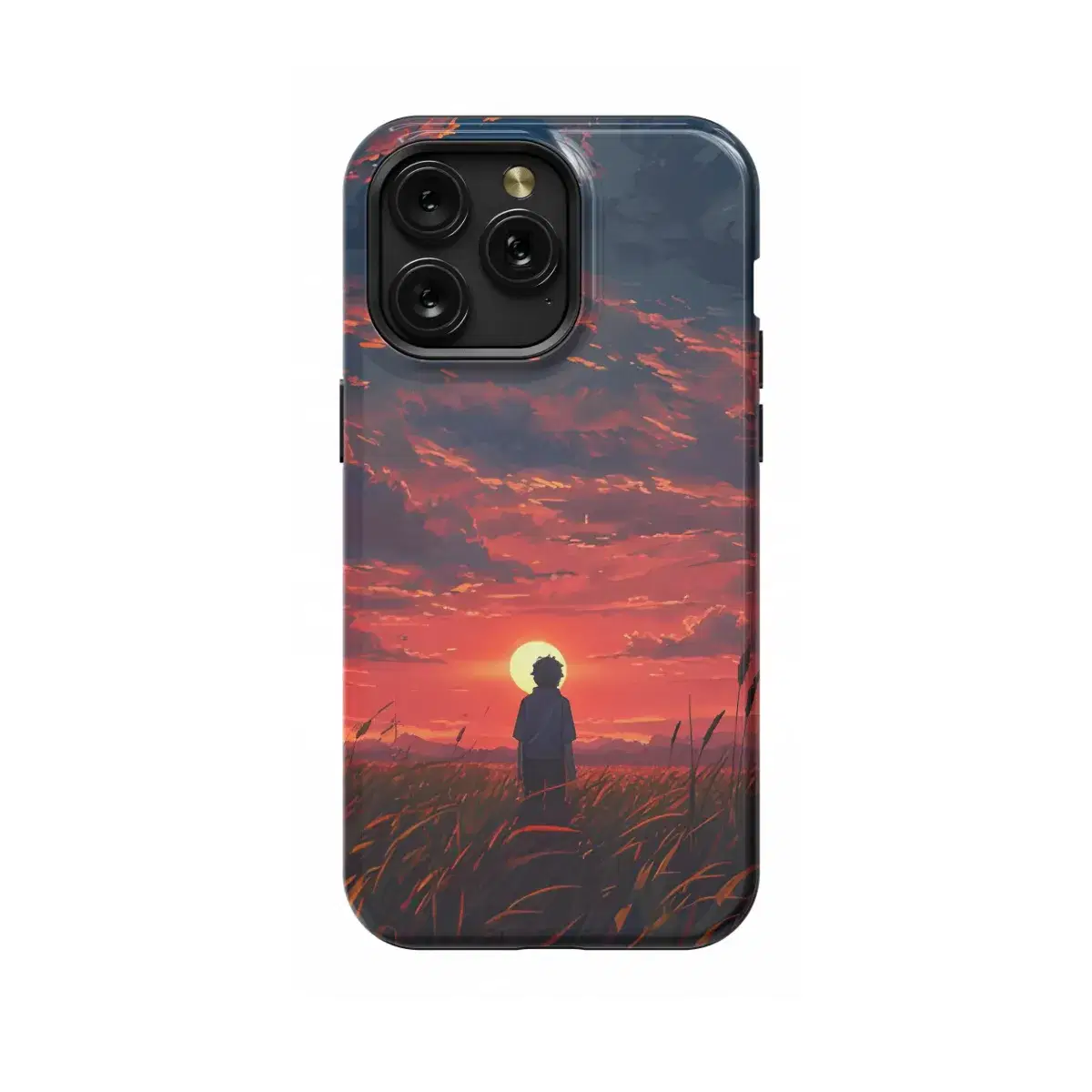 Pixel Art Landscape Wheat Field Sunset  Phone Case iPhone Samsung Cover Pixel 1659 - Image 1