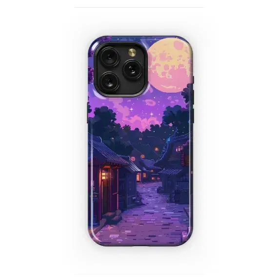 Pixel Village Moonlit Night Phone Case iPhone Samsung Cover Pixel 5212 - Image 1