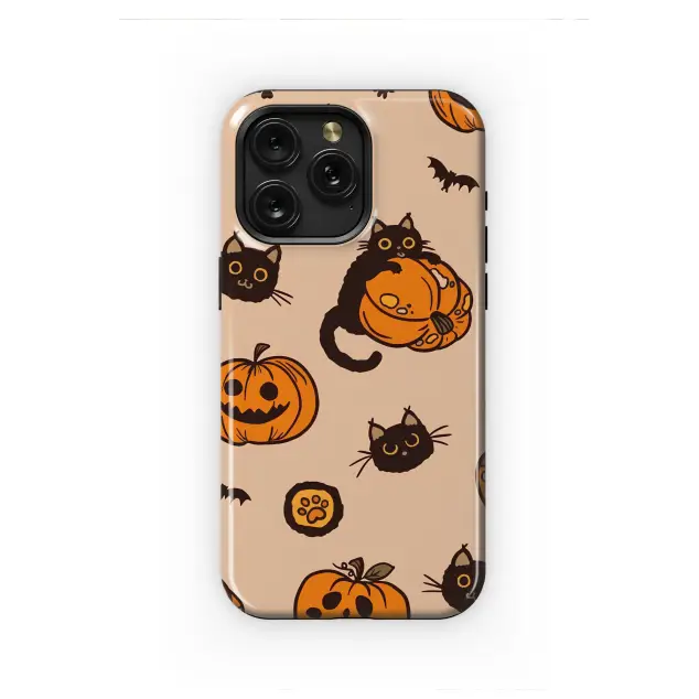 Playful Pumpkin Patch Black Cats Phone Case iPhone Samsung Cover Pixel 7650