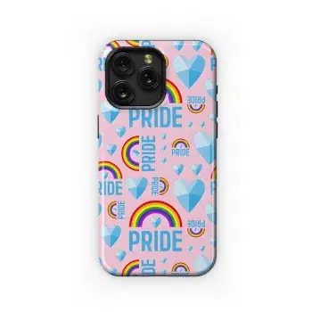 Pride Words Crystal Hearts Pink Phone Case iPhone Samsung Cover Pixel 3888 - Image 1