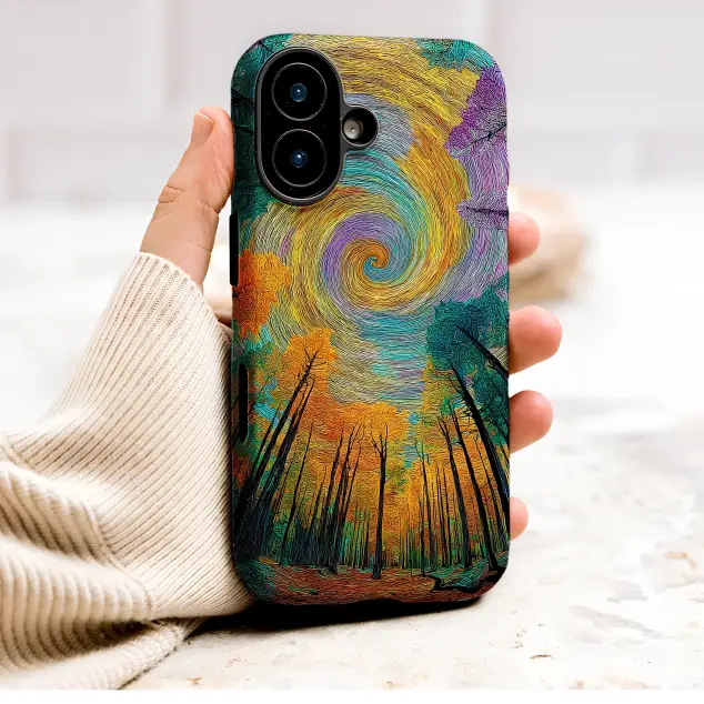 Psychedelic Forest Swirl Abstract Trippy Nature Art Phone Case Cover for iPhone 17 Pro Max 16 15 13 Samsung S26 S25 Pixel 9516