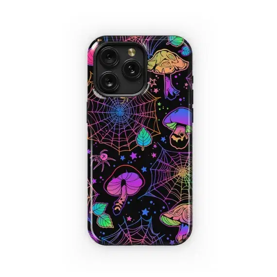 Psychedelic Mushroom Spider Web Night Phone Case iPhone Samsung Cover Pixel 5303 - Image 1
