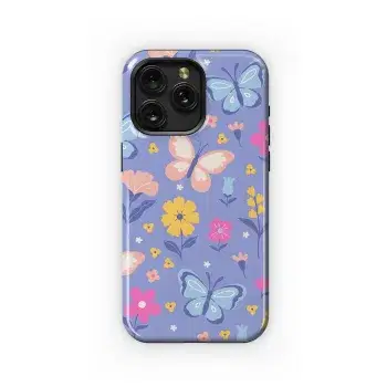 Purple Butterfly and Flower Phone Case iPhone Samsung Cover Pixel 3945 - Image 1