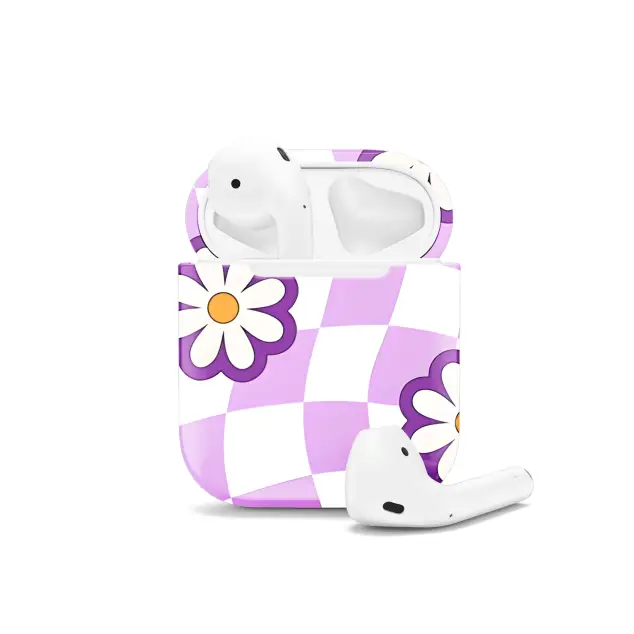 Purple Checkered Daisy AirPods Case AirPods Pro AirPods Pro 2 AirPods 3 AirPods 2 Glossy 1818