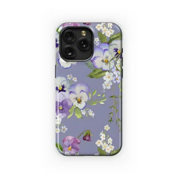 Purple Pansies Floral Design Phone Case iPhone Samsung Cover Pixel 4952 - Image 1
