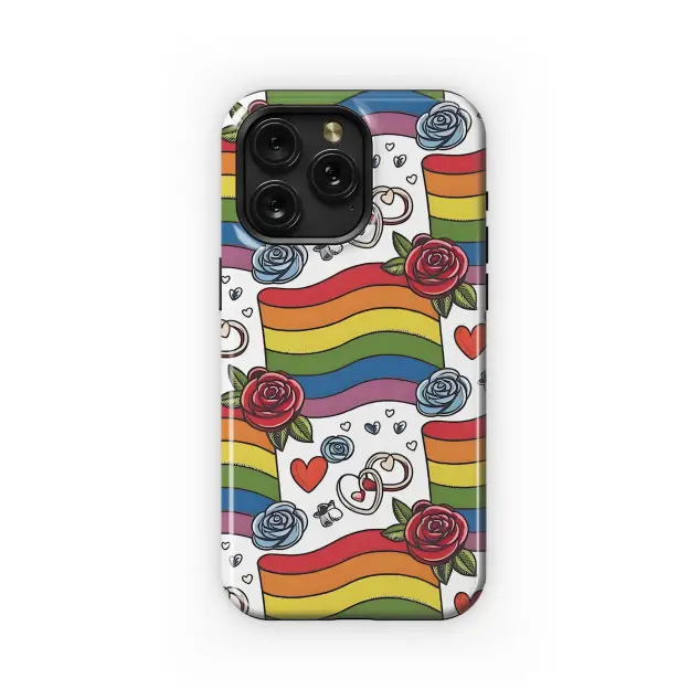 Rainbow Floral Love Pattern Phone Case iPhone Samsung Cover Pixel 5199