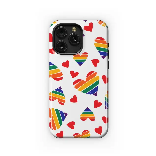 Rainbow Hearts Phone Case iPhone Samsung Cover Pixel 3882