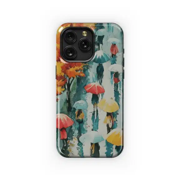 Rainy Day Walk with Umbrellas Phone Case iPhone Samsung Cover Pixel 3341 - Image 1