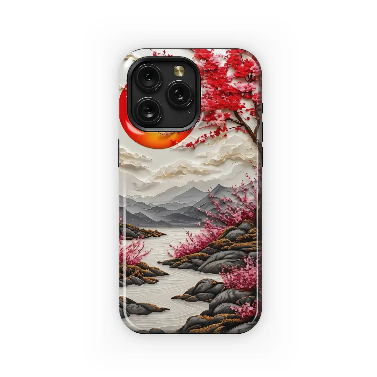 Red Blossom Sunset River
 Phone Case iPhone Samsung Cover Pixel 6072 - Image 1