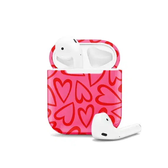 Red Heart Pattern AirPods Case AirPods Pro AirPods Pro 2 AirPods 3 AirPods 2 Glossy 2140 - Image 1