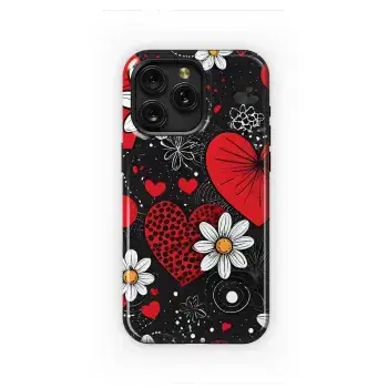 Red Hearts & Daisies
 Phone Case iPhone Samsung Cover Pixel 5524 - Image 1
