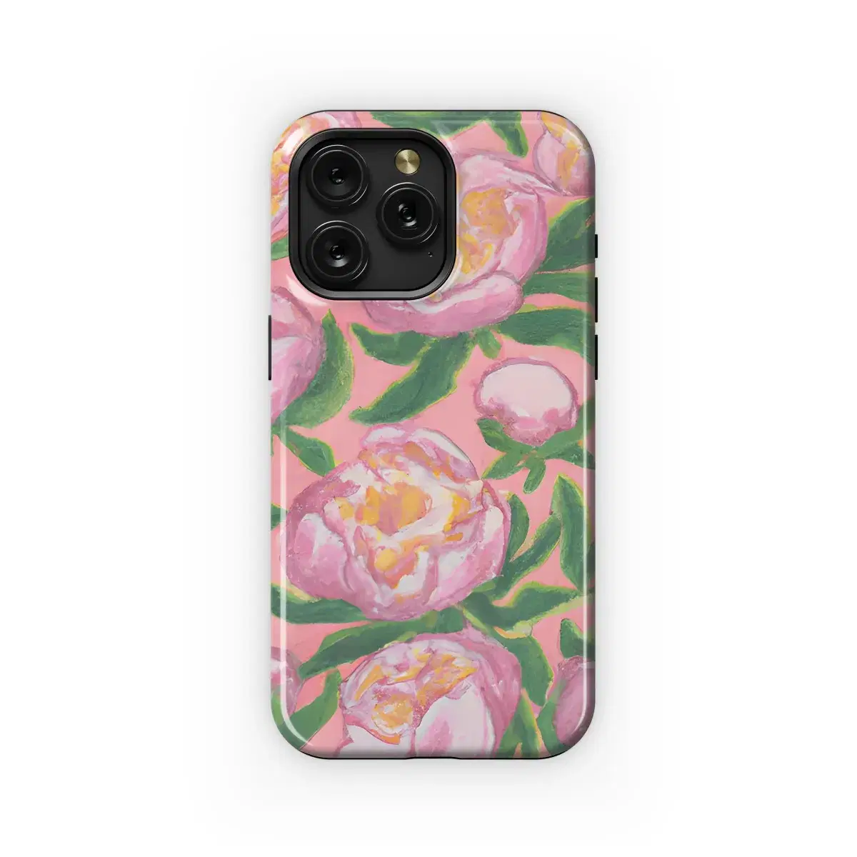 Repetitive Pink Peonies Floral Van Gogh Watercolors Phone Case iPhone Samsung Cover Pixel 3402 - Image 1