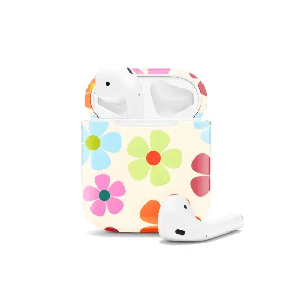 Retro 70s Aesthetic Hippie Flowers Colorful Groovy Vibe AirPods Case AirPods Pro AirPods Pro 2 AirPods 3 AirPods 2 Glossy 1536 - Image 1