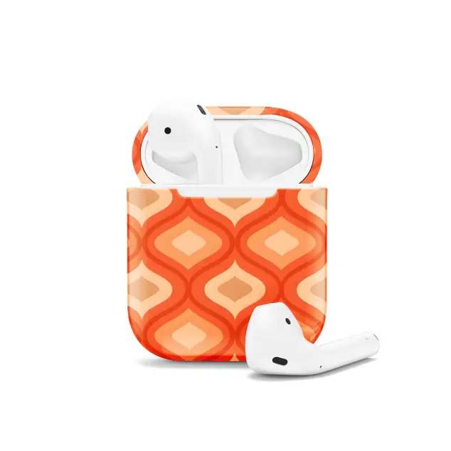 Retro 70s Groovy Mid Century Modern Ogee  AirPods Case AirPods Pro AirPods Pro 2 AirPods 3 AirPods 2 Glossy 1393