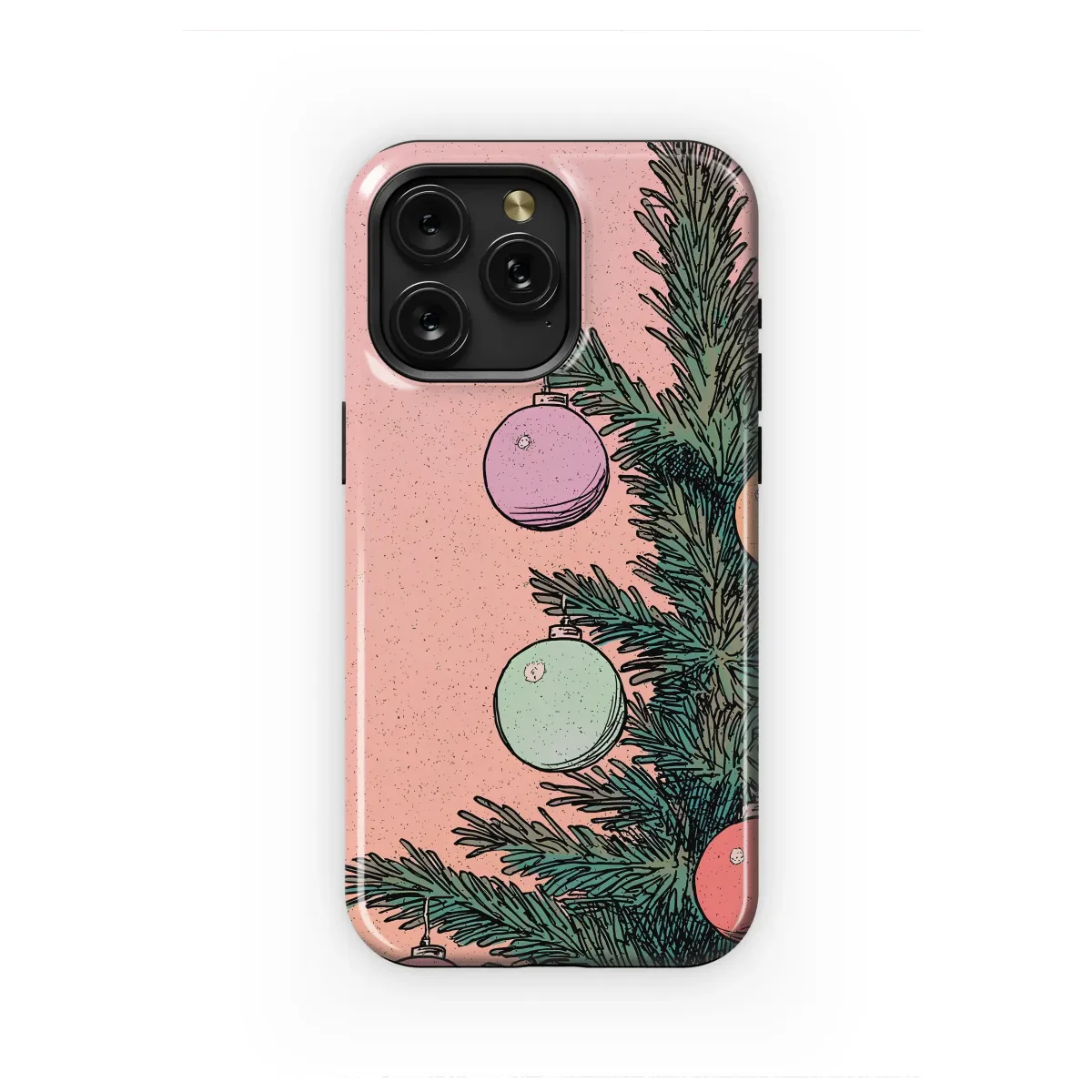 Retro Christmas Tree Art Pastel Ornaments Phone Case Cover for iPhone 17 Pro Max 16 15 Plus 14 13 Mini Samsung S25 S24 Pixel 10 9 8270 - Image 1