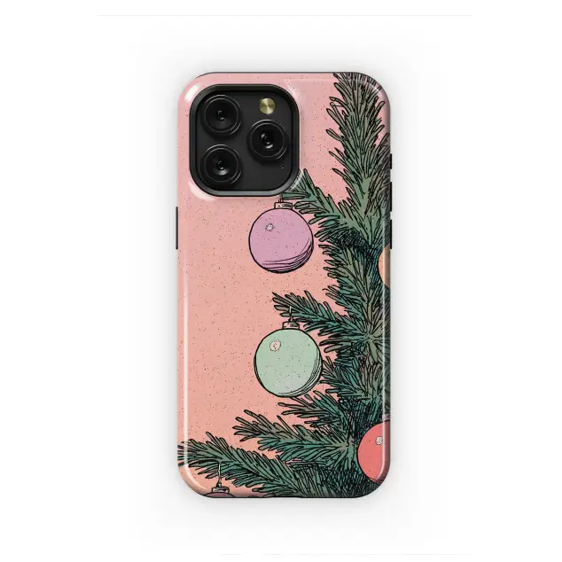 Retro Christmas Tree Art Pastel Ornaments Phone Case Cover for iPhone 17 Pro Max 16 15 Plus 14 13 Mini Samsung S25 S24 Pixel 10 9 8270